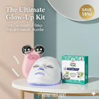 Ultimate Glow-Up Kit including LED face mask, microcurrent facial device, and teeth whitening strips.